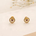 Classic Circle Flower Design Golden Stud