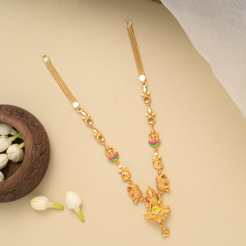 Goddess Gaja Lakshmi Golden Necklace