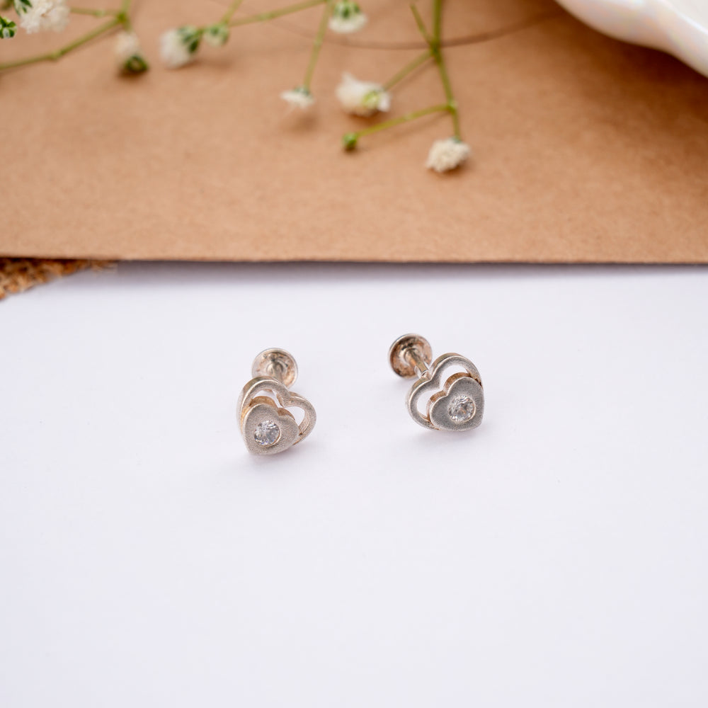 Solid Heart Shape Silver Stud