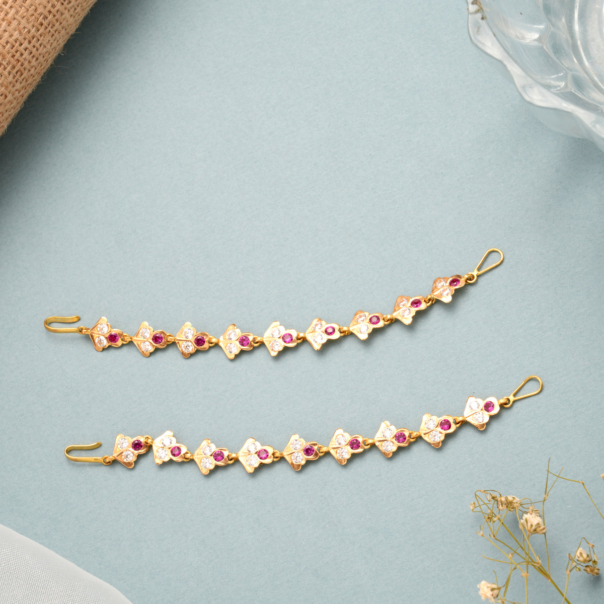 Bridal Red and White Stone Gold Mattal