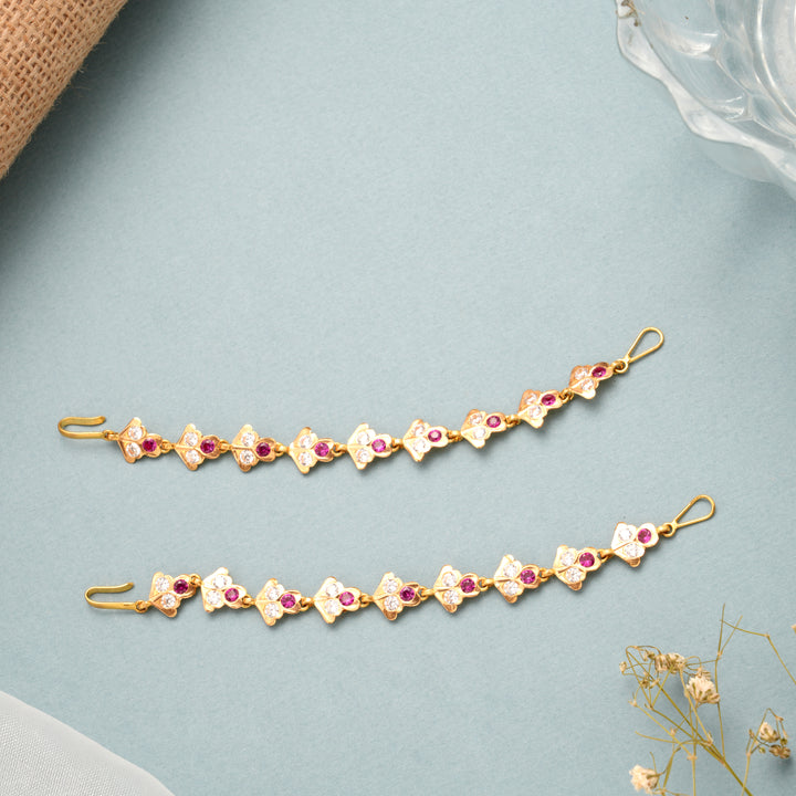 Bridal Red and White Stone Gold Mattal