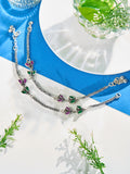 Twin Gem Leaf Heritage Antique Anklet