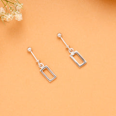 Classic Frame Drop Silver Koppu Earrings
