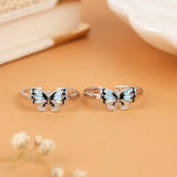 Aesthetic Enamel Butterfly Silver Toe Ring