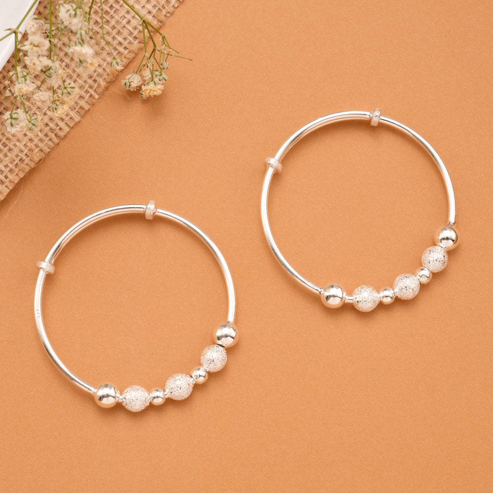 Classic Textured Silver Ball Baby Bangle
