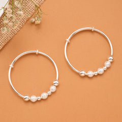 Classic Textured Silver Ball Baby Bangle