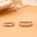 Single Stone and Inner Wave Silver Couple Ring