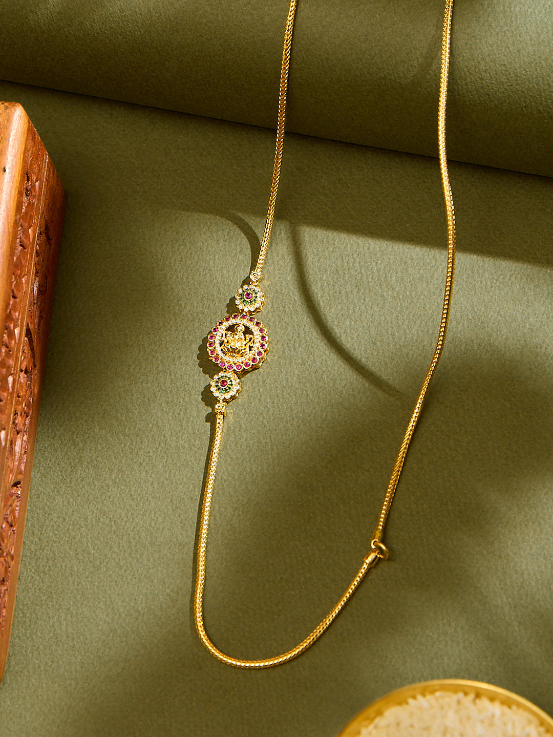 Mahalakshmi Ruby Mugappu Chain