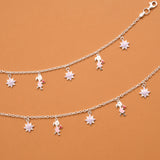 Silver Star Purple Enamel Baby Anklets