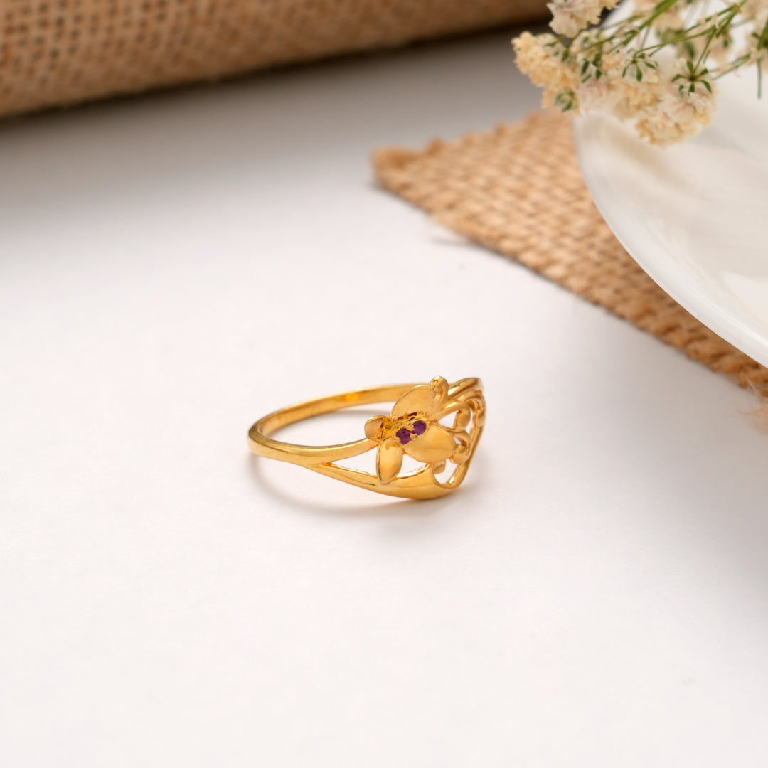 Butterfly Floral Design Golden Ring