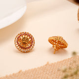 Lakshmi Devi Golden Studs with Ruby Stones