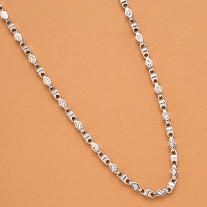 Bold Rectangular Lock Silver Men’s Chain