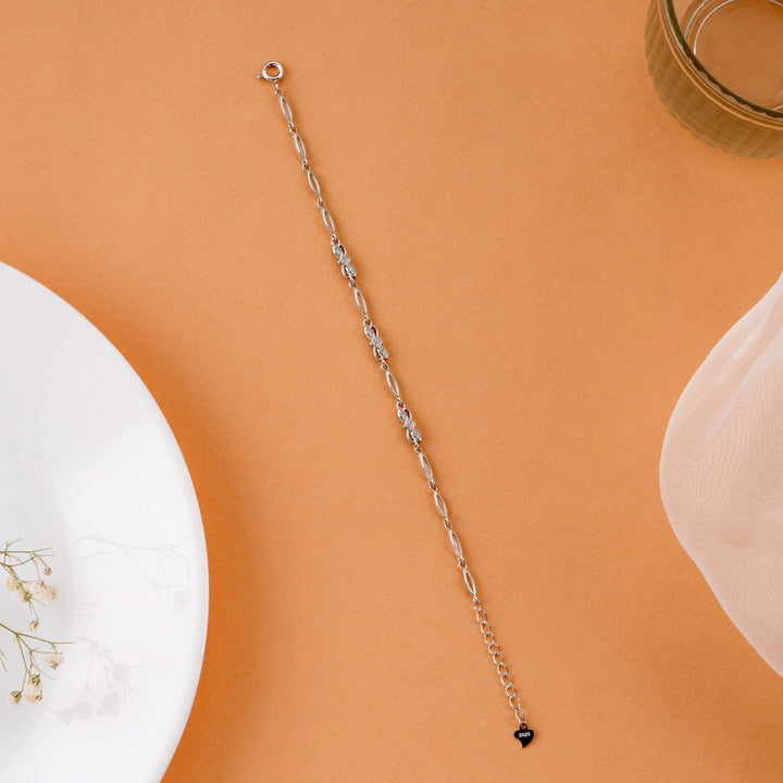 Geometric Studded Silver Link Bracelet