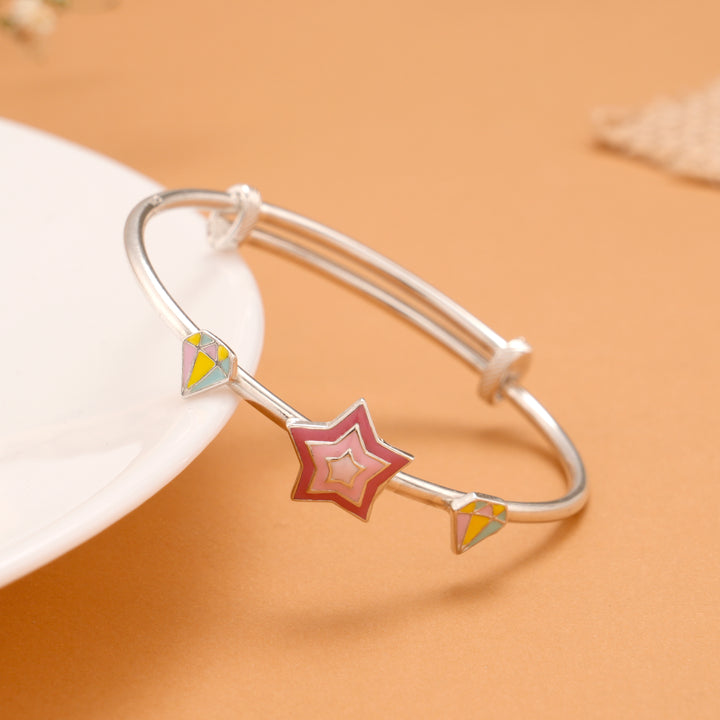 Star Enamel Charm Silver Baby Bangle