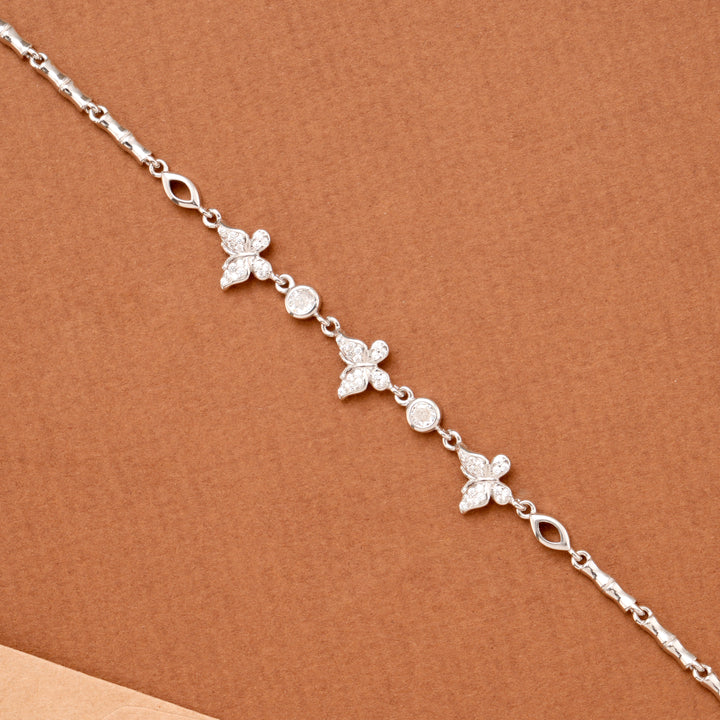 Cute Tiny Triple Butterfly Silver Bracelet