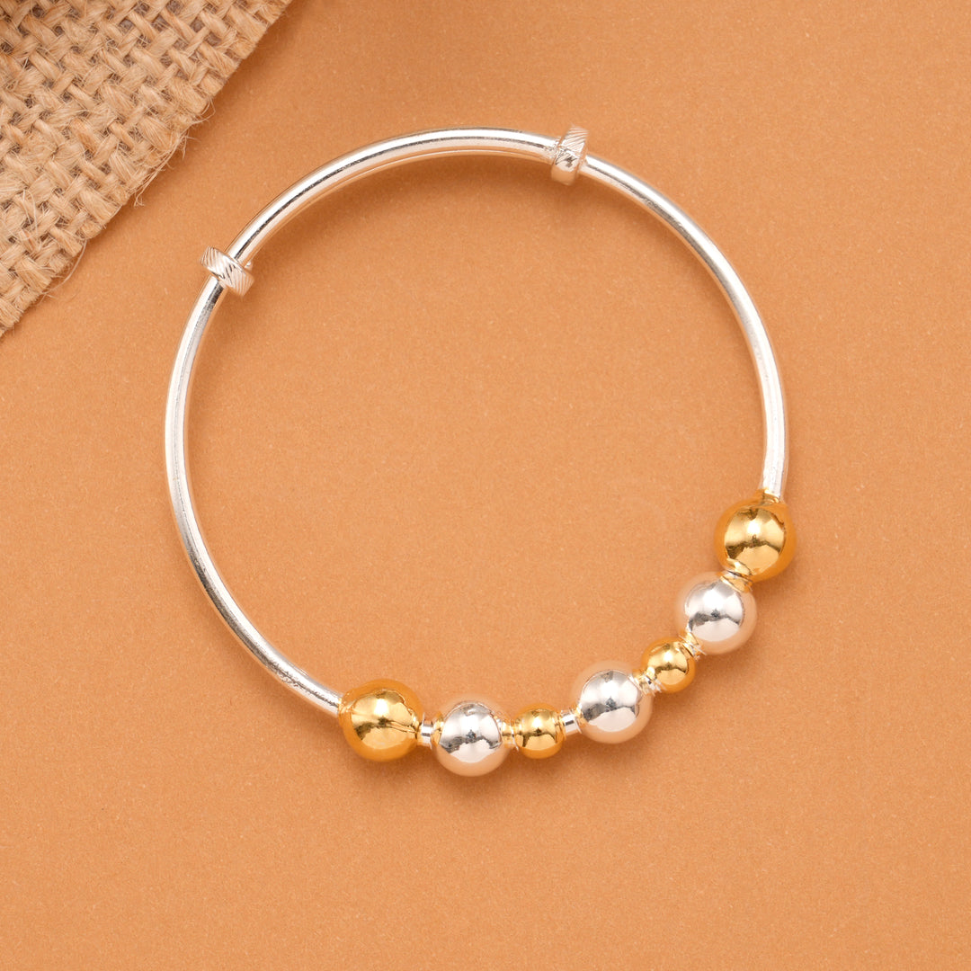Dual Tone Gold & Silver Ball Baby Bangle