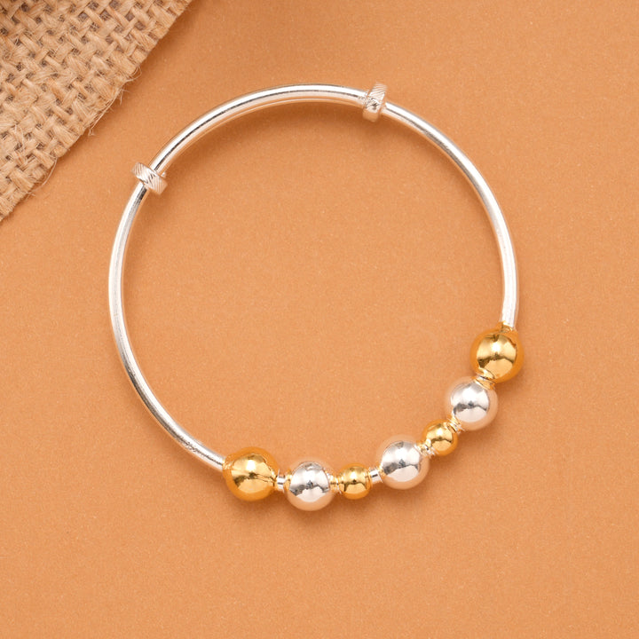 Dual Tone Gold & Silver Ball Baby Bangle