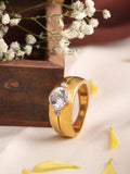Half-Bezel with Round Stone Gold Ring for Men