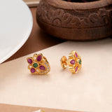 Blossom Ruby Leaf Kundan Stud