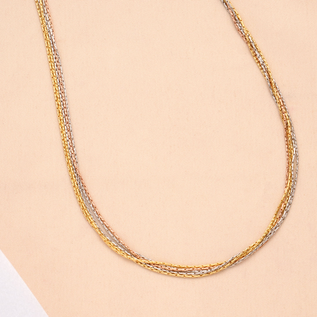 Multi-Color Triple Layer Silver Chain