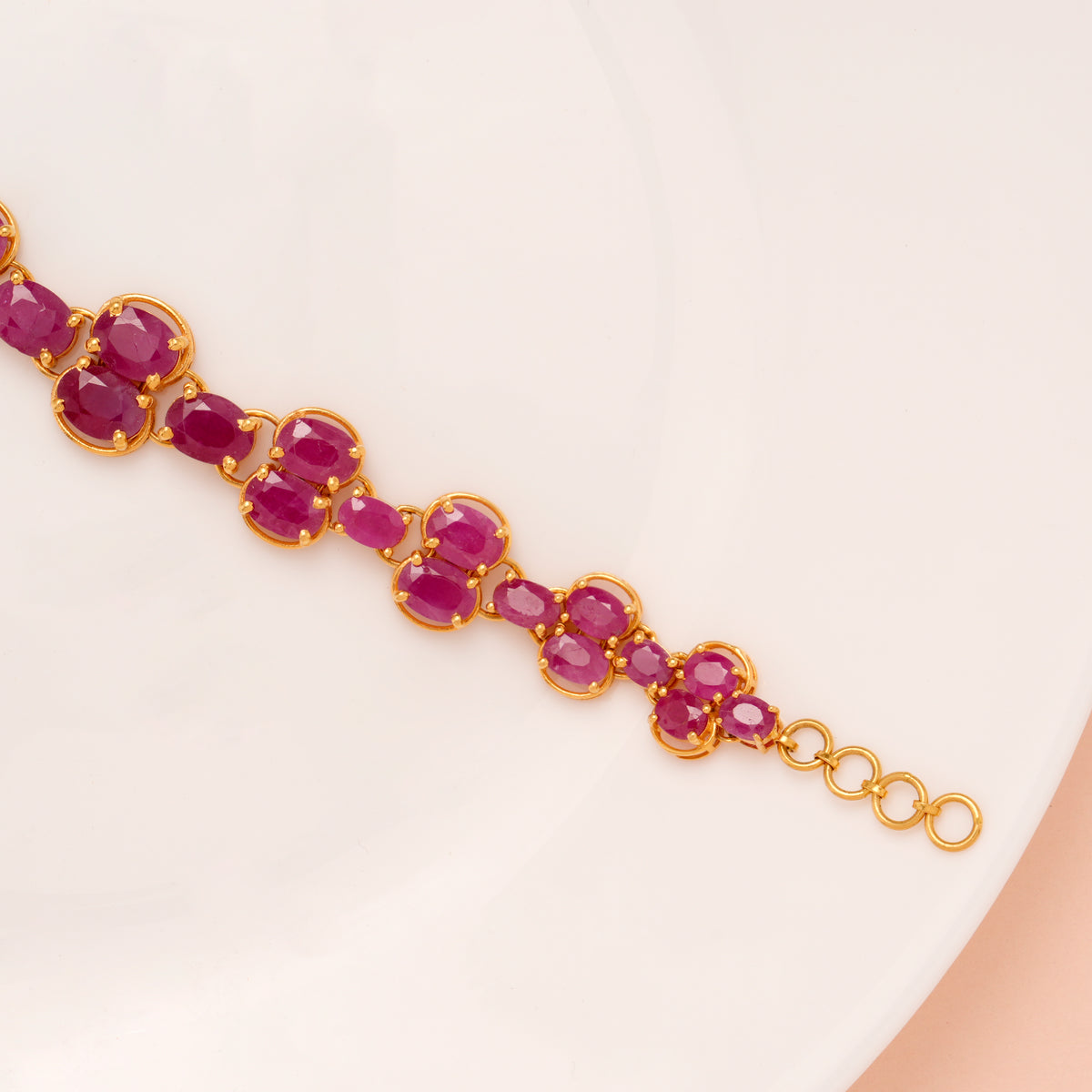 Radiant Ruby Stone Gold Bracelet for Women