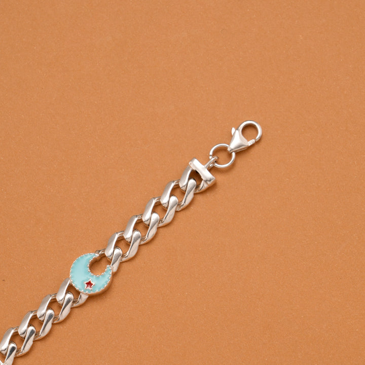 Cute Star Rocket Moon Silver Kids Bracelet