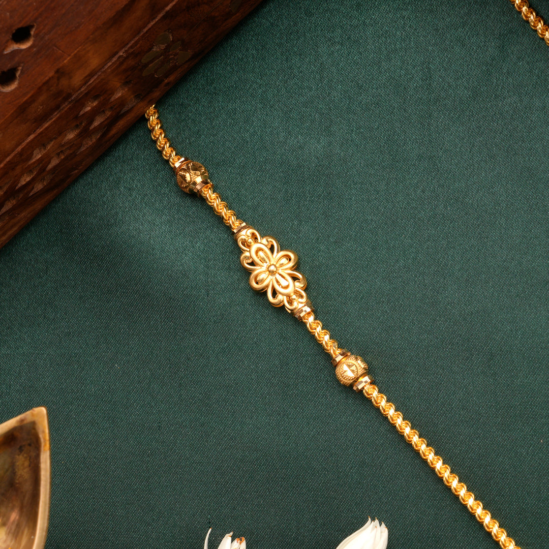 Elegant Floral Design Gold Mugappu Chain