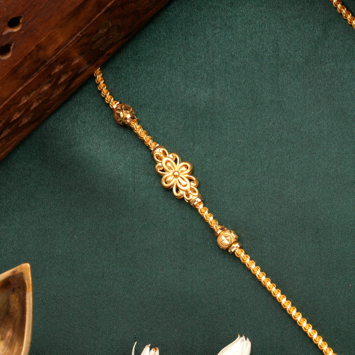 Elegant Floral Design Gold Mugappu Chain
