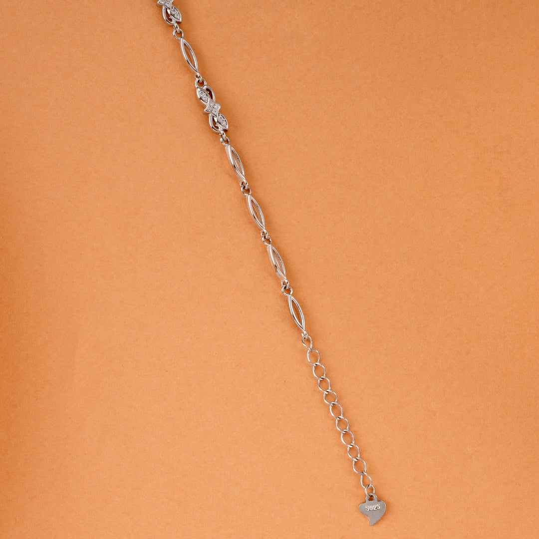 Geometric Studded Silver Link Bracelet