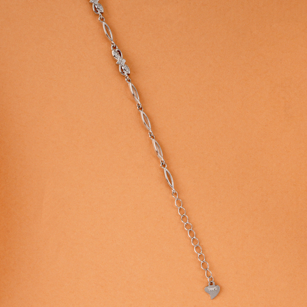 Geometric Studded Silver Link Bracelet