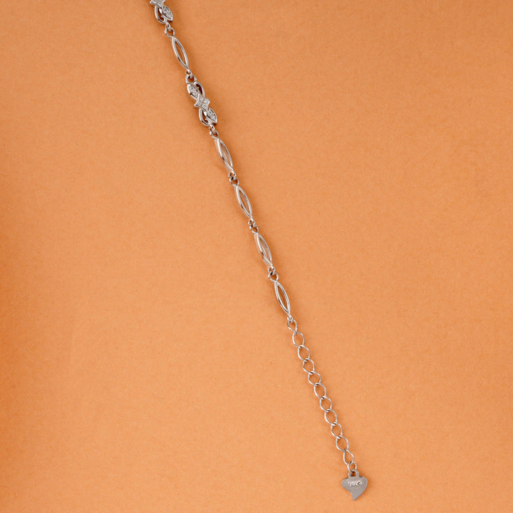 Geometric Studded Silver Link Bracelet