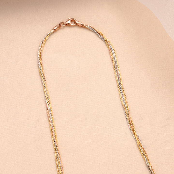 Multi-Color Triple Layer Silver Chain