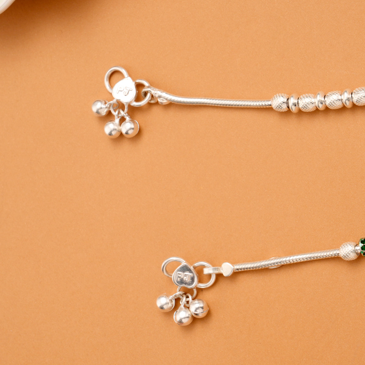 Multi Color Enamel Bead Silver Anklet