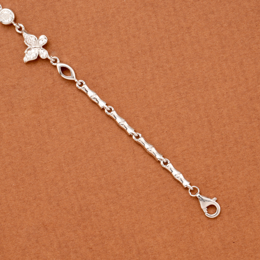 Cute Tiny Triple Butterfly Silver Bracelet