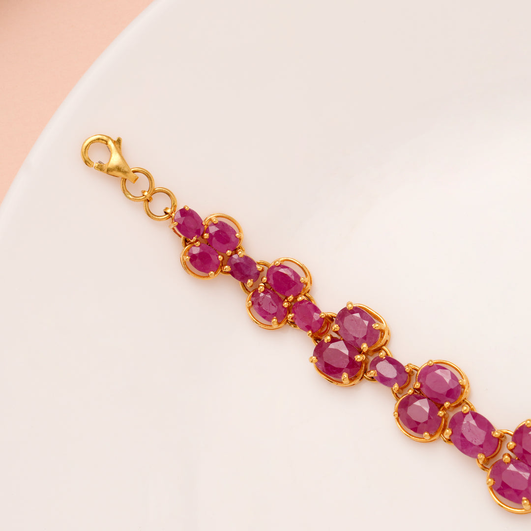 Radiant Ruby Stone Gold Bracelet for Women