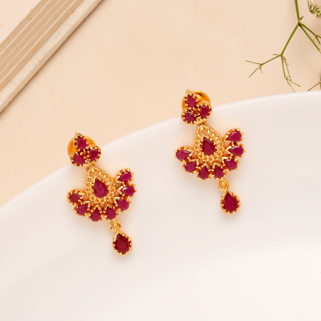 Ruby Chand Floral Pendant Necklace Set
