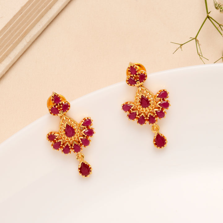 Ruby Chand Floral Pendant Necklace Set