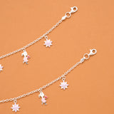 Silver Star Purple Enamel Baby Anklets