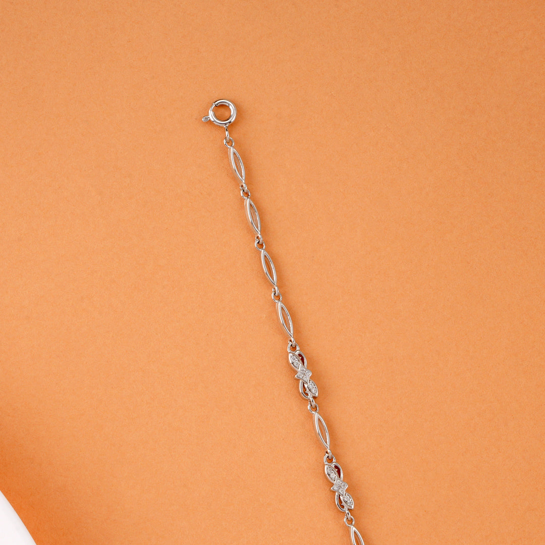 Geometric Studded Silver Link Bracelet