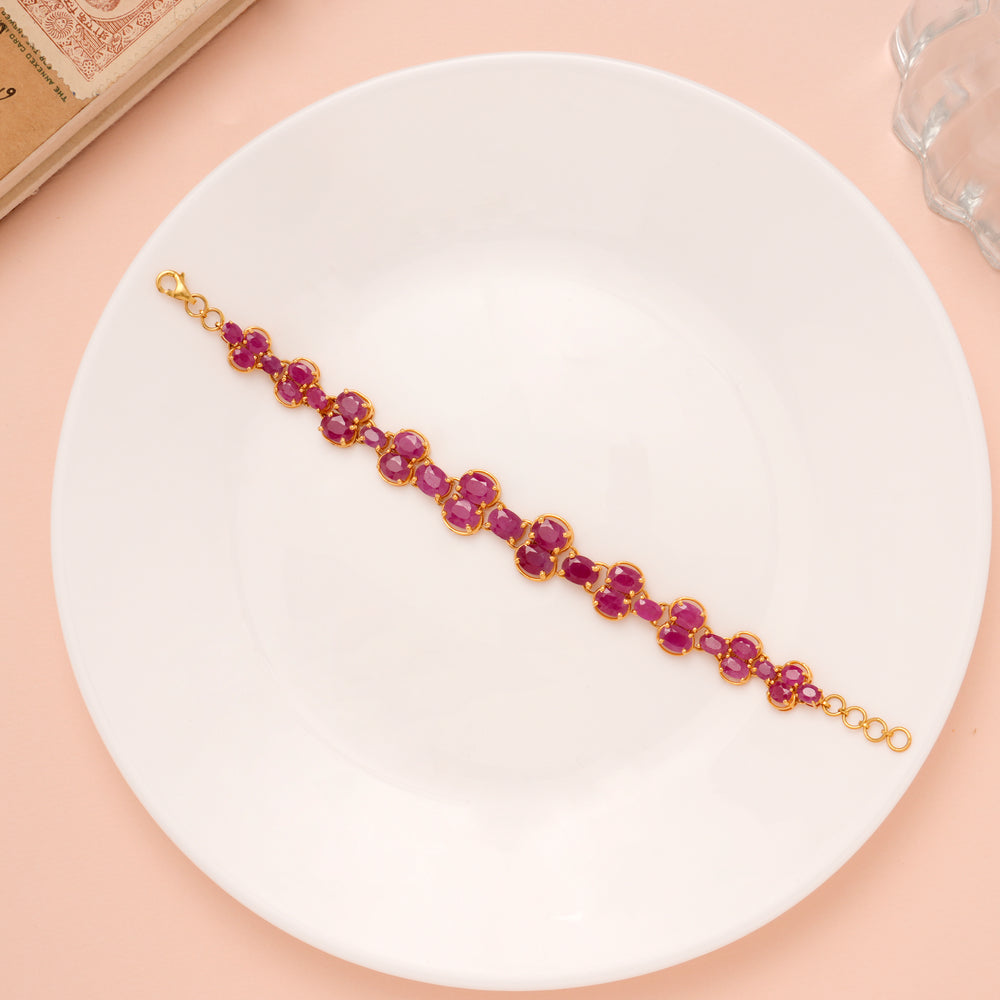Radiant Ruby Stone Gold Bracelet for Women