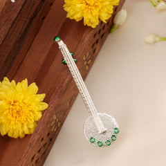 Traditional Veena Design Silver Idol