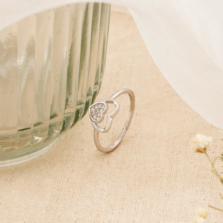 Stylish Silver Heart Shape Ring