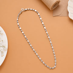 Bold Rectangular Lock Silver Men’s Chain