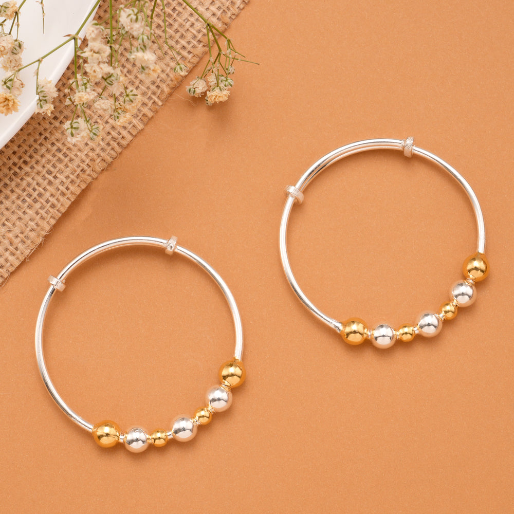 Dual Tone Gold & Silver Ball Baby Bangle