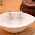 Dazzling Leaf Feather Drop Silver Earrings