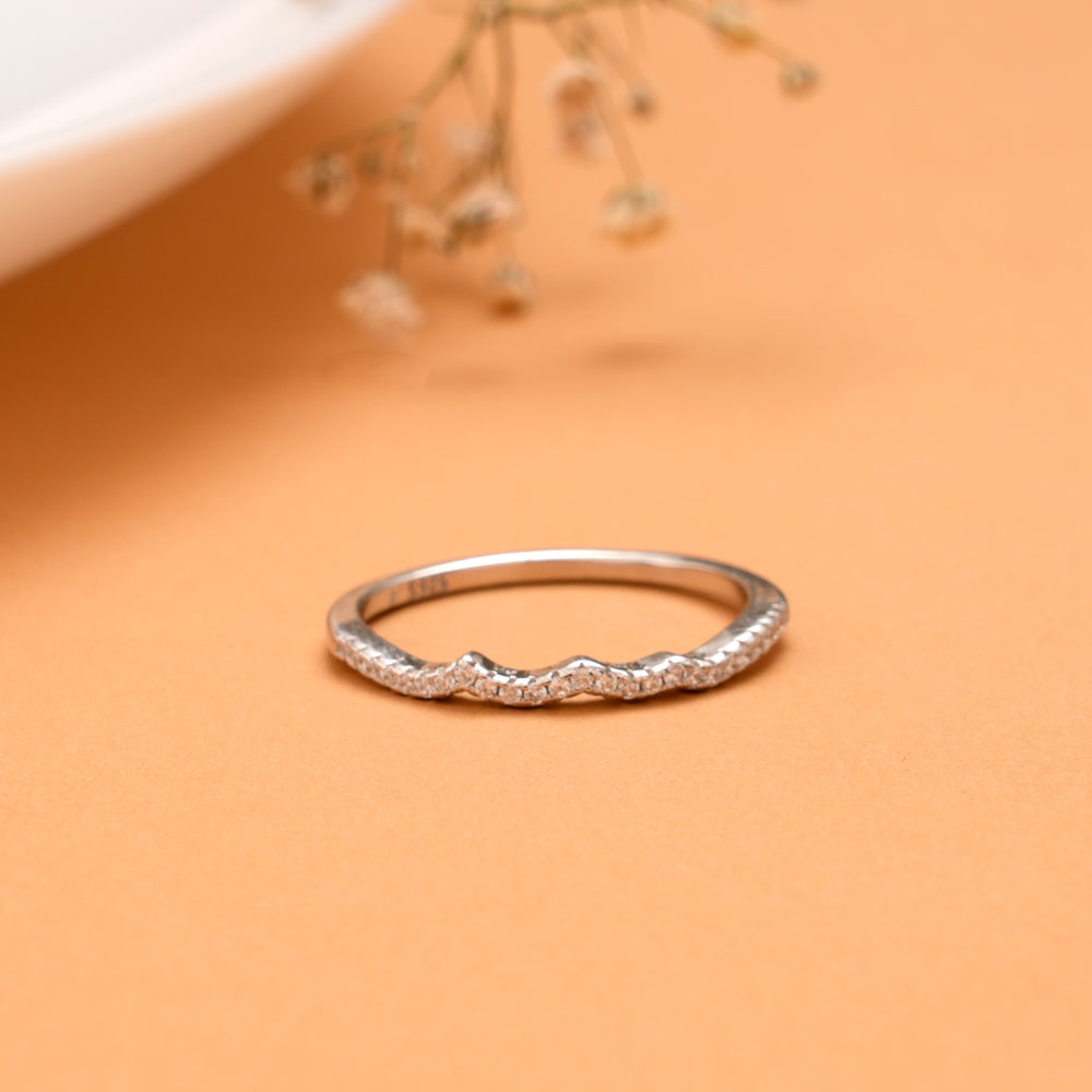 Shining Wavy Pattern Silver Ring