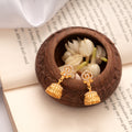 Spiral Geometric Stone Golden Jhumkas