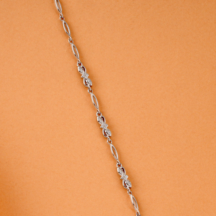 Geometric Studded Silver Link Bracelet