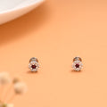 White with Pink Colour Stone Silver Stud