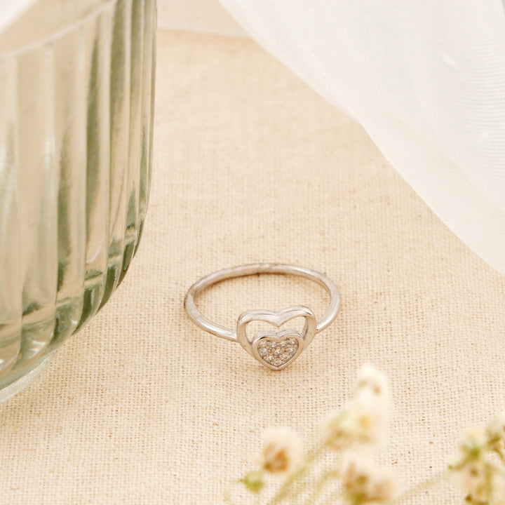Stylish Silver Heart Shape Ring